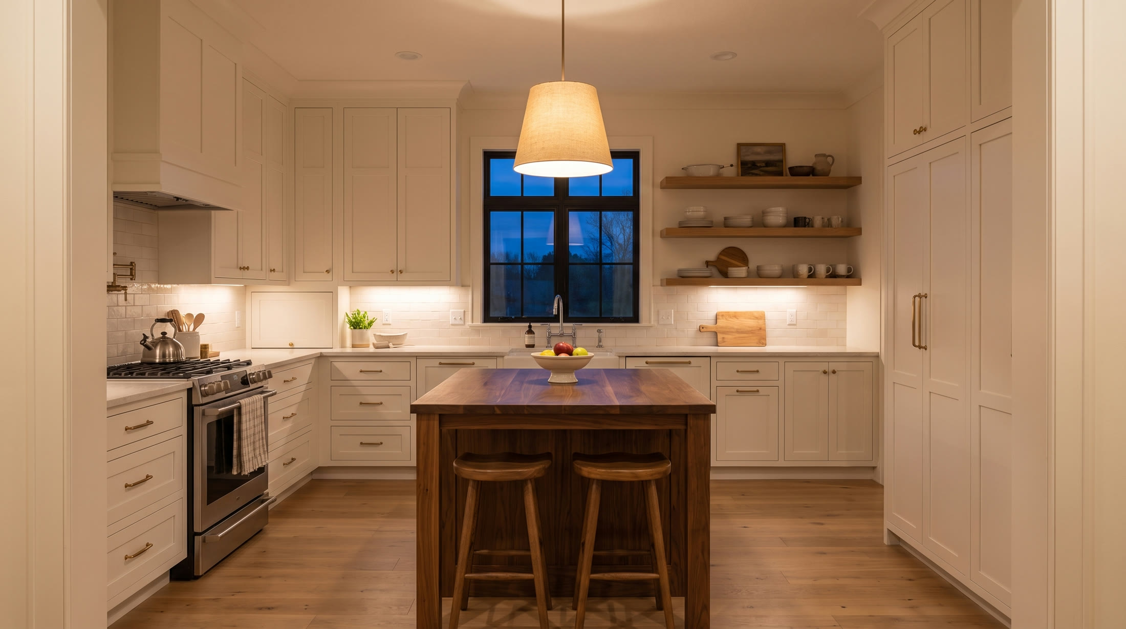 Chef's kitchen with a six-seat island