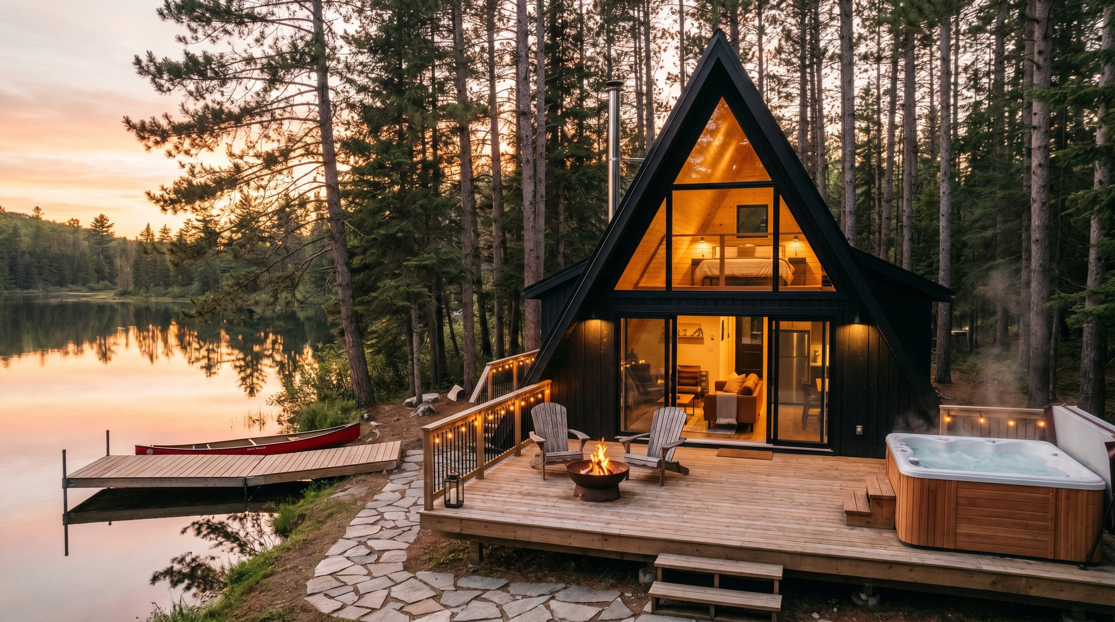 The Blackpine A-Frame live single-property website, built by Compeo.